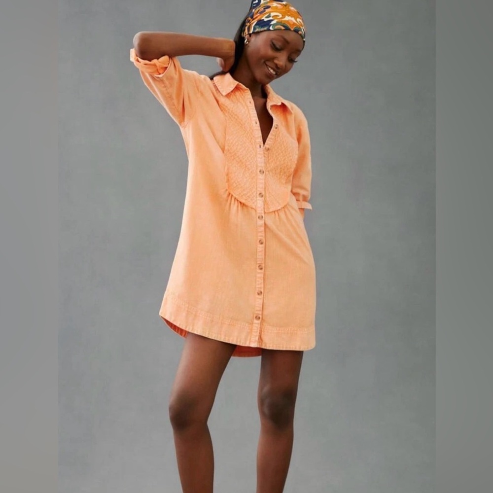 Pilcro Peach Button-Down dress with cut out in back